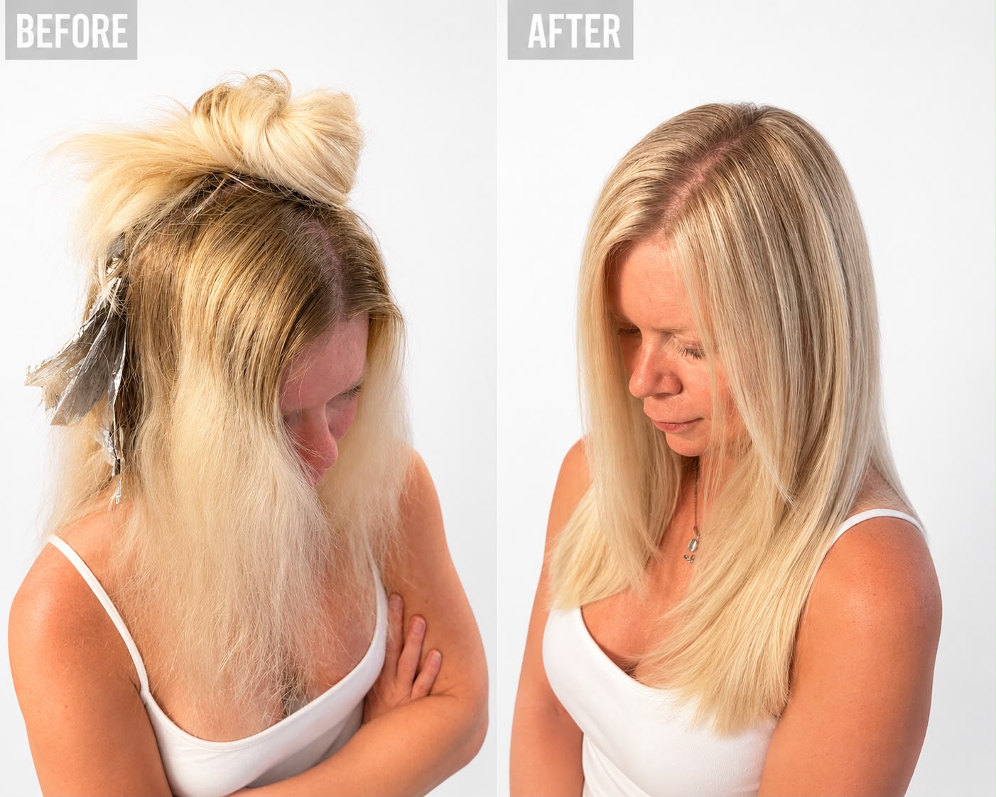 Before color correction - foils in hair